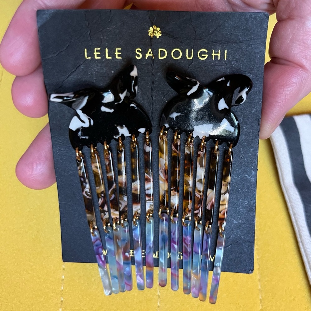 Lele Sadoughi post statement earrings, never-worn, w/ branded bag. Lightweight!